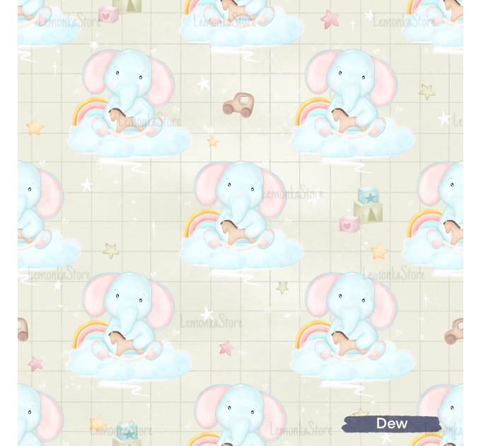 Little Elephant exclusive seamless pattern - Dew