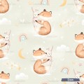 Little Fox with Bunny exclusive seamless pattern - Dew