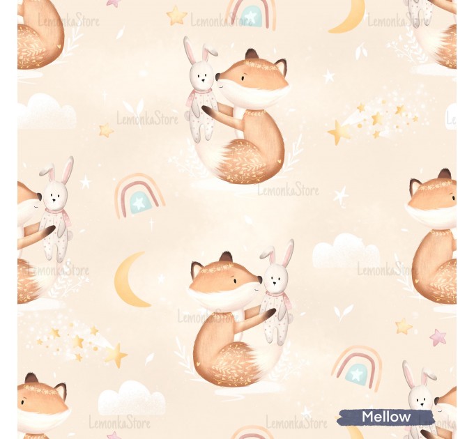 Little Fox with Bunny exclusive seamless pattern - Mellow