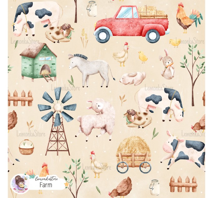 Little Farm exclusive seamless pattern - Farm