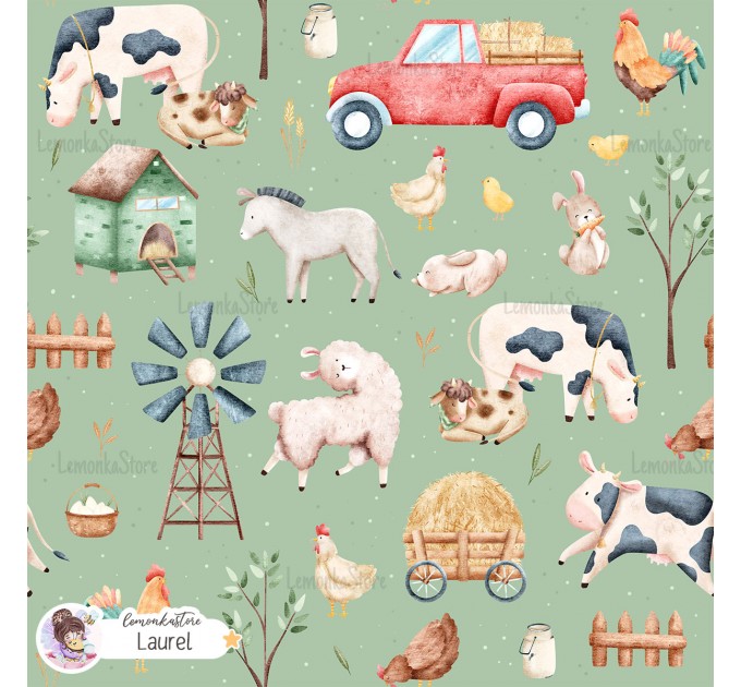 Little Farm exclusive seamless pattern - Laurel