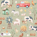 Little Farm exclusive seamless pattern - Olive