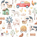 Little Farm exclusive seamless pattern - White