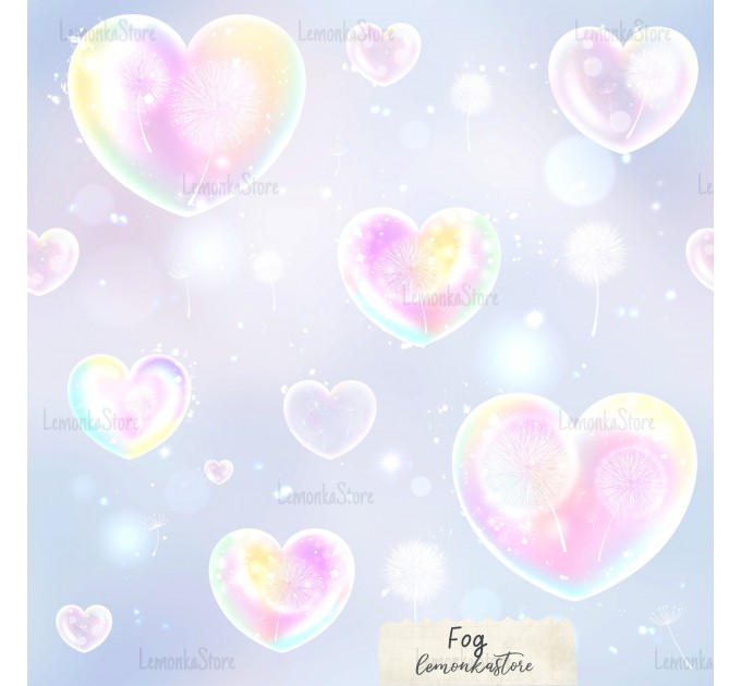 Magic hearts exclusive seamless pattern - Fog