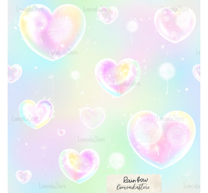 Magic hearts exclusive seamless pattern - Rainbow