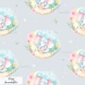 Mama and baby elephants exclusive seamless pattern - Fog