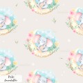 Mama and baby elephants exclusive seamless pattern - Pale