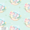 Mama and baby elephants exclusive seamless pattern - Pistachio