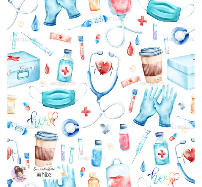 Medical  - White  [NON-exclusive] seamless pattern  