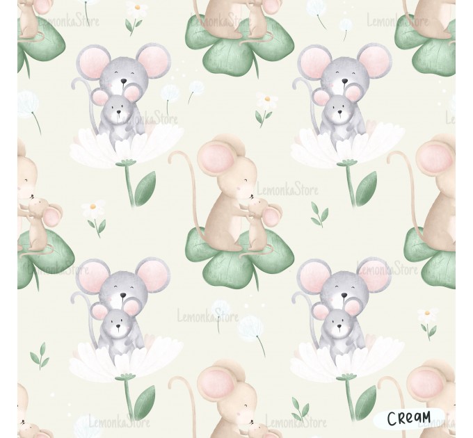 Mommy and mice exclusive seamless pattern - Cream