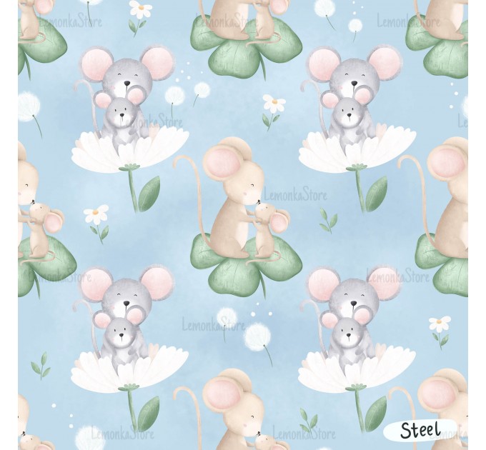 Mommy and mice exclusive seamless pattern - Steel