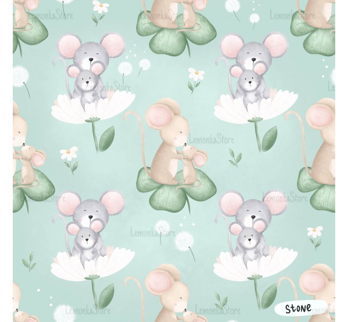 Mommy and mice exclusive seamless pattern - Stone