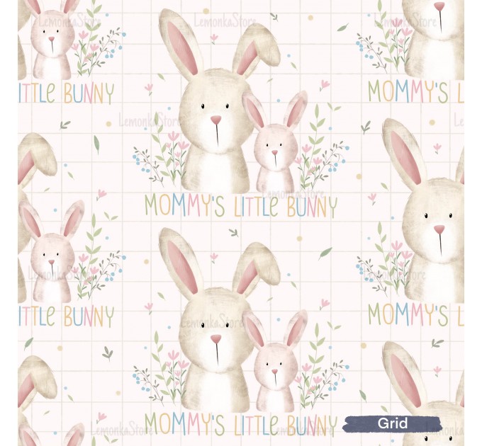 Mommy's little bunny exclusive seamless pattern - Grid