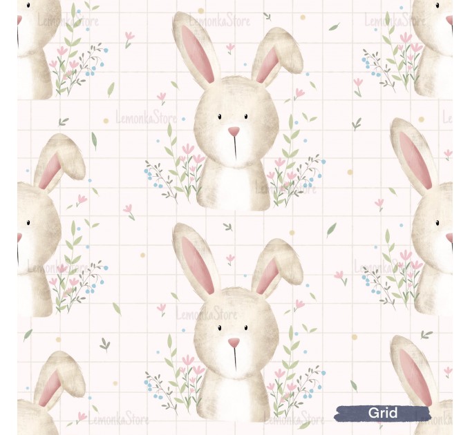 Mommy's little bunny exclusive seamless pattern - Grid