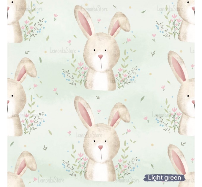 Mommy's little bunny exclusive seamless pattern - Light green