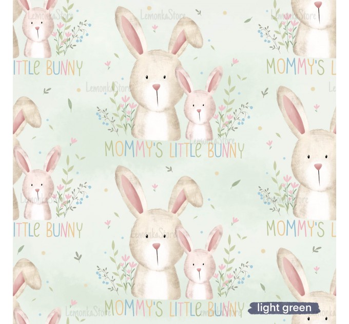 Mommy's little bunny exclusive seamless pattern - Light green