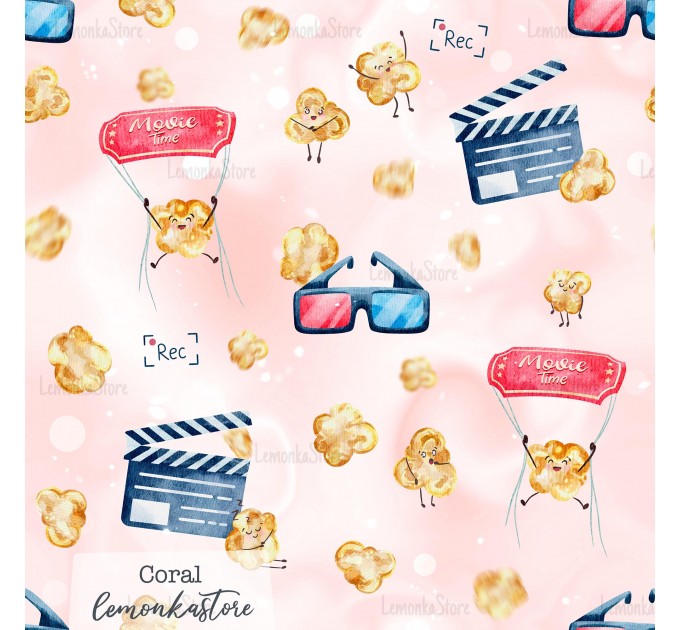 Movie time exclusive [Coordinate] seamless pattern - Coral