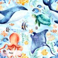 Ocean Story exclusive seamless pattern  - Aqua