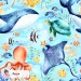 Ocean Story exclusive seamless pattern  - Azure