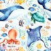 Ocean Story exclusive seamless pattern  - Baby blue