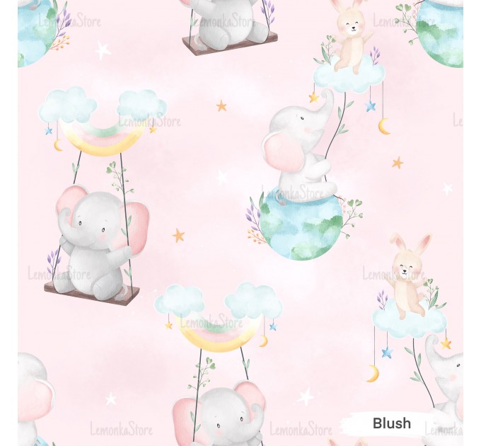 Playing on the clouds exclusive seamless pattern - Blush