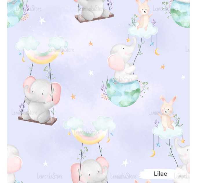 Playing on the clouds exclusive seamless pattern - Lilac