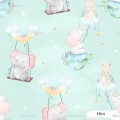 Playing on the clouds exclusive seamless pattern - Mint