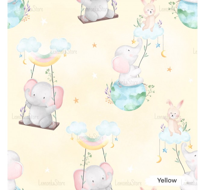 Playing on the clouds exclusive seamless pattern - Yellow