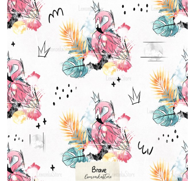 Queen Flamingo exclusive seamless pattern - Brave