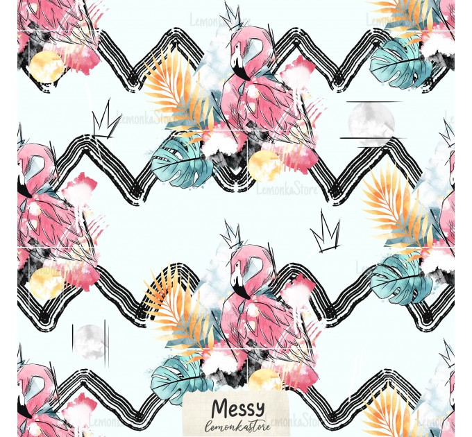 Queen Flamingo exclusive seamless pattern - Messy