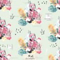 Queen Flamingo exclusive seamless pattern - Mint