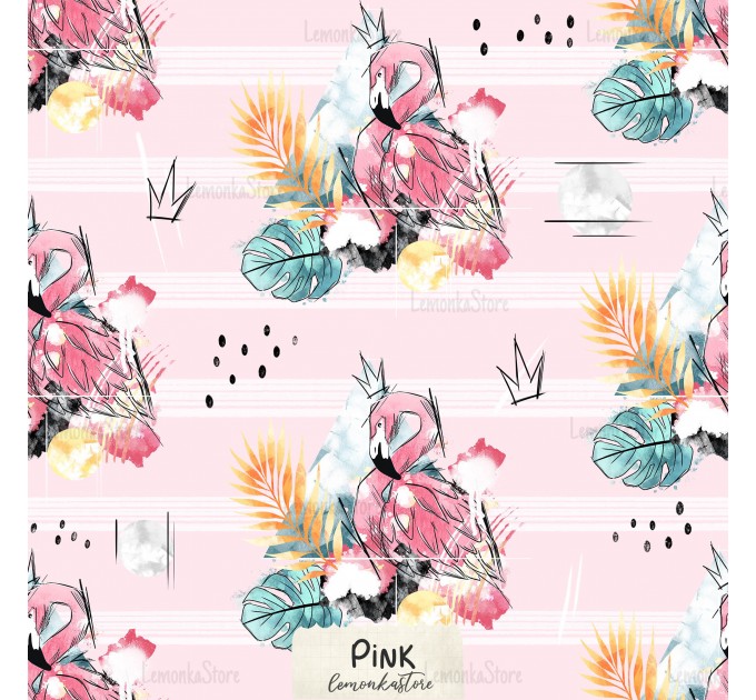 Queen Flamingo exclusive seamless pattern - Pink