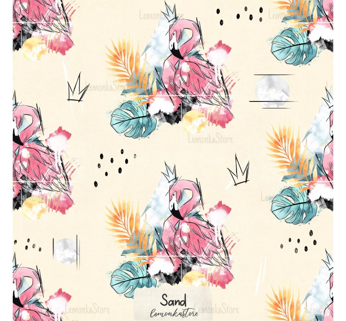 Queen Flamingo exclusive seamless pattern - Sand