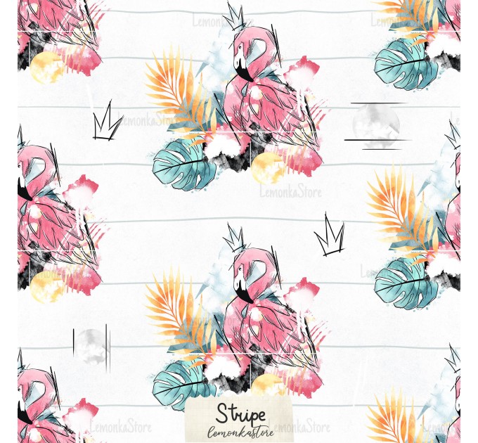 Queen Flamingo exclusive seamless pattern - Stripe