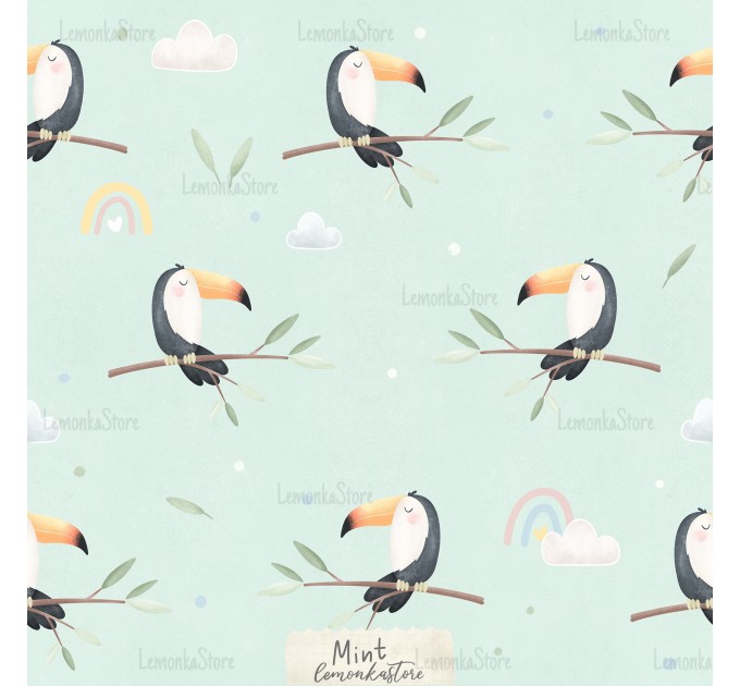 Safari numbers exclusive [Coordinate] seamless pattern - Mint