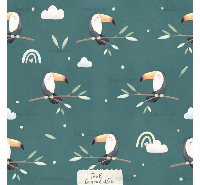 Safari numbers exclusive [Coordinate] seamless pattern - Teal