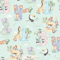 Safari Animals Numbers exclusive seamless pattern - Mint