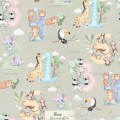 Safari Animals Numbers exclusive seamless pattern - Olive