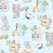 Safari Animals Numbers exclusive seamless pattern - Sky