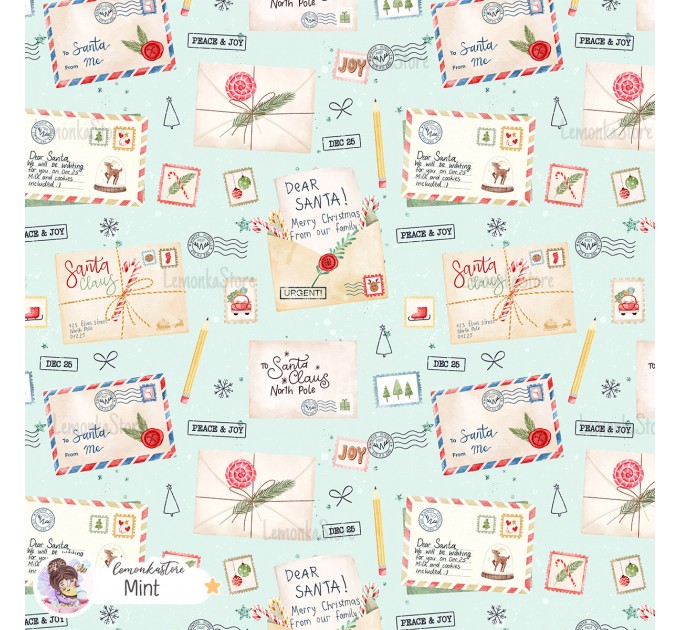 Santa Mail exclusive seamless pattern - Mint