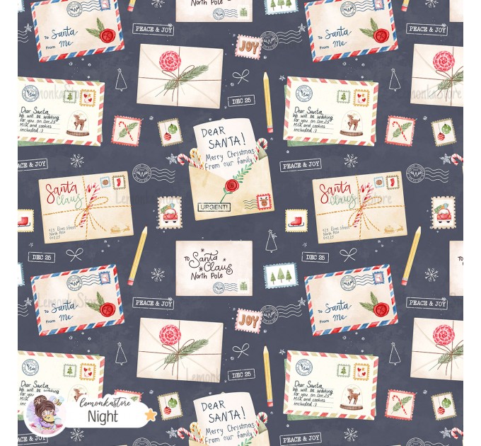 Santa Mail exclusive seamless pattern - Night