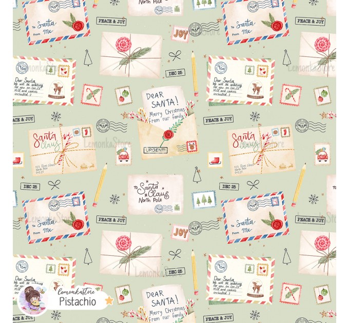 Santa Mail exclusive seamless pattern - Pistachio