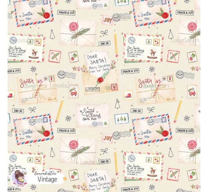 Santa Mail exclusive seamless pattern - Vintage