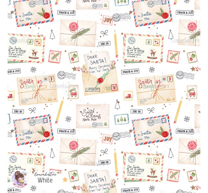 Santa Mail exclusive seamless pattern - White