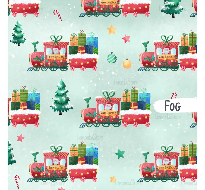 Santa train exclusive seamless pattern - Fog