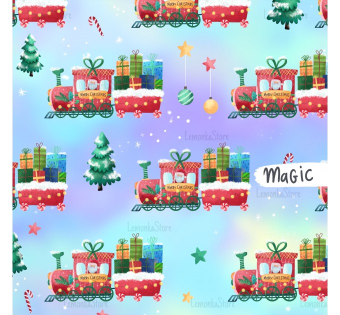 Santa train exclusive seamless pattern - Magic