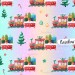 Santa train exclusive seamless pattern - Rainbow