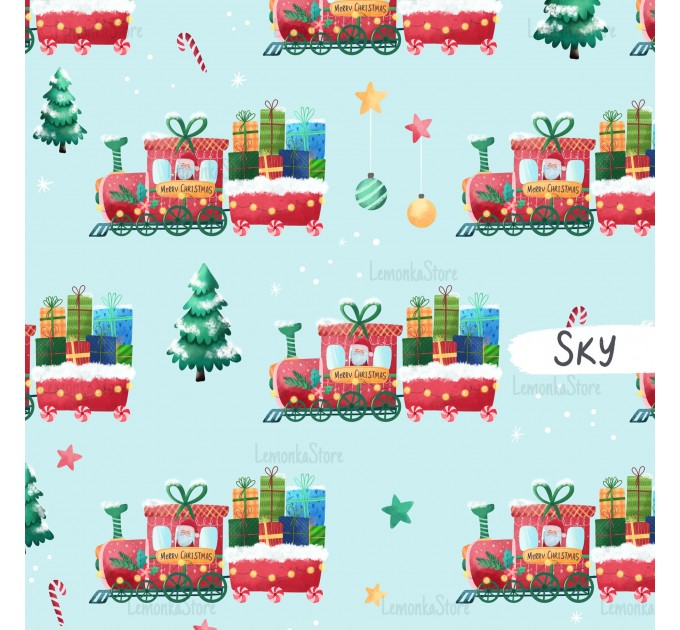 Santa train exclusive seamless pattern - Sky