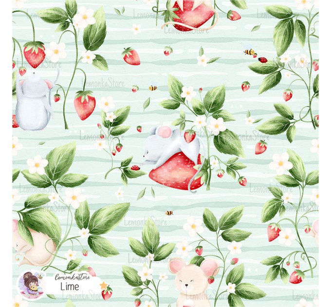 Strawberry Mice exclusive pattern - Lime