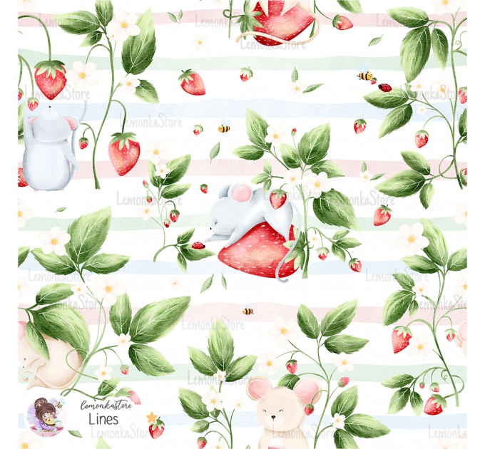 Strawberry Mice exclusive pattern - Lines